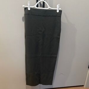 Open edit green ribbed midi skirt